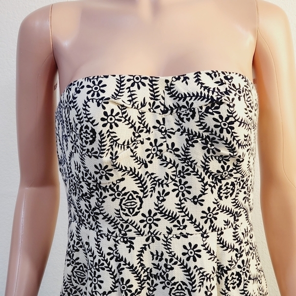 J. Crew Ella Strapless White & Black Floral Shift Cotton Blend Dress Size: 6 - Picture 4 of 16